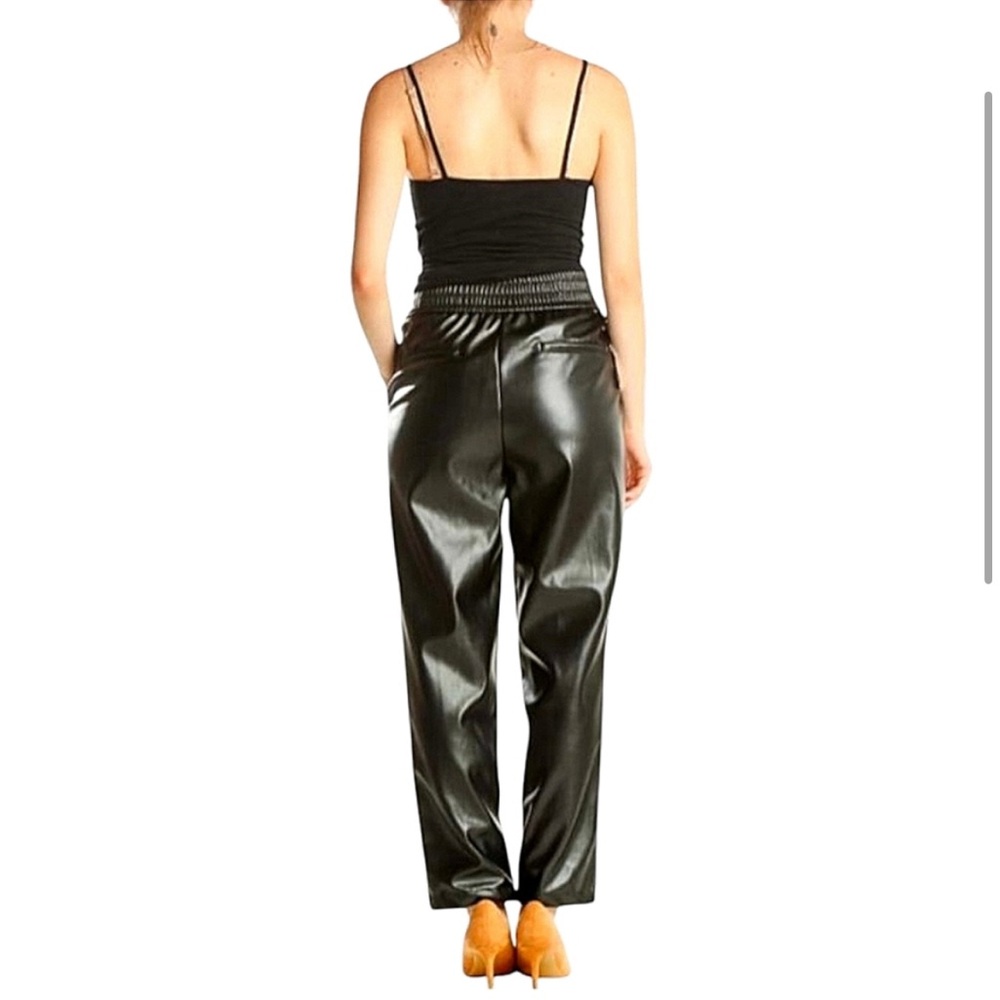 Maison d'Amelie Womens High Rise Pull On Straight Ankle Black Faux Leather Pants - Picture 2 of 8